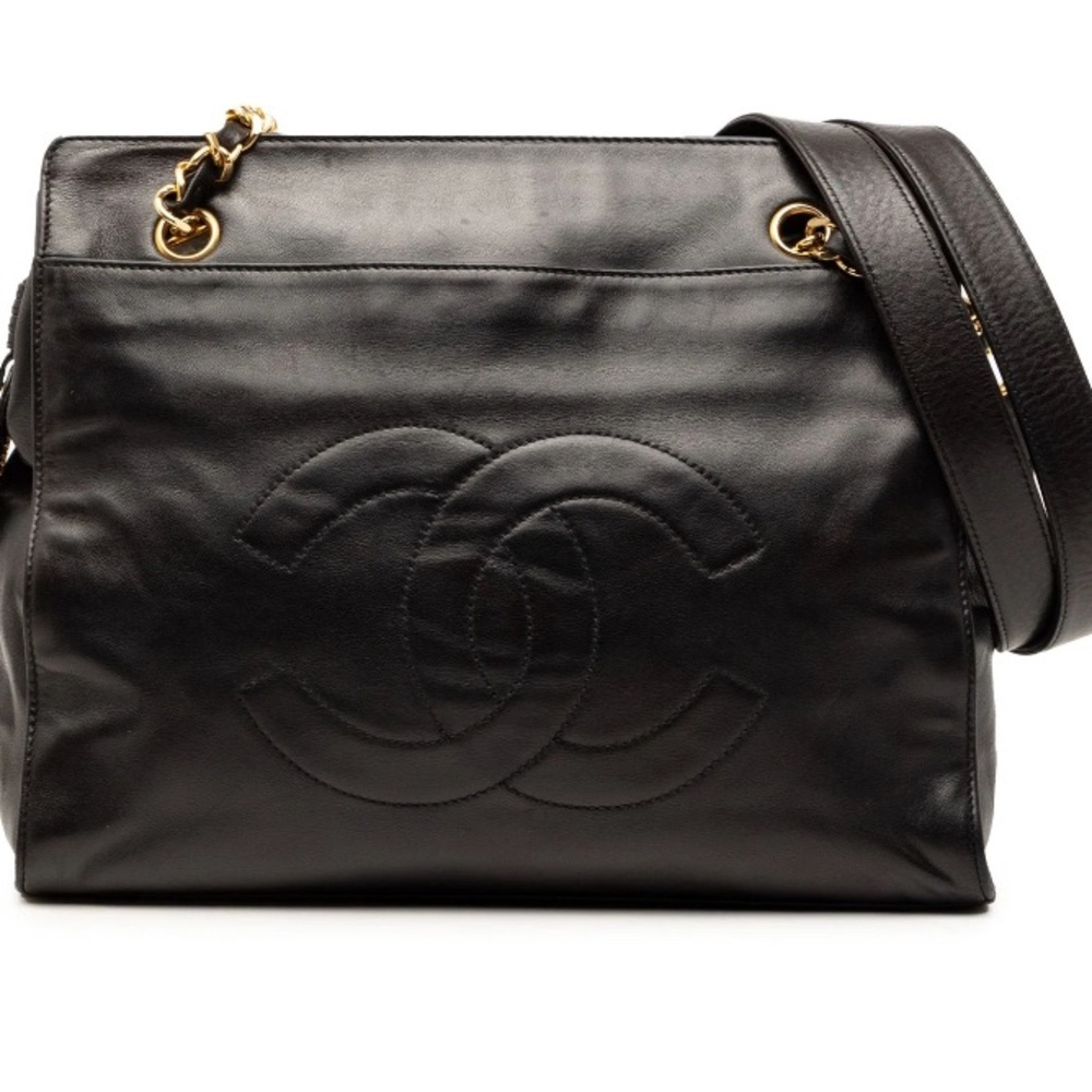 Chanel CC Lambskin Chain Tote Pre-Loved Black